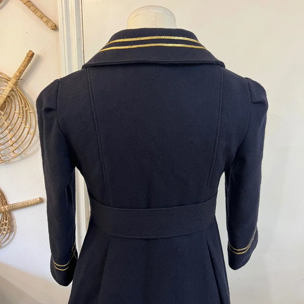 Vintage Freeway Fashions Navy Wool Double Breasted Military Pea Coat Girls 7
